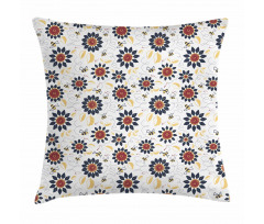 Sunflowers and Funny Bees Pillow Cover