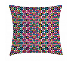 Checkered Doodle Eggs Pillow Cover