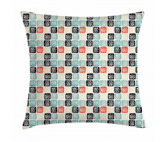 Grid Style Squares Zigzag Pillow Cover