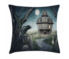 Haunted House Crow Tomb Pillow Cover
