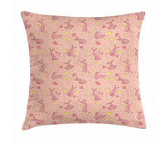 Bunnnies and Flowers Pillow Cover