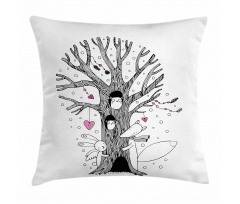 Tree Playing Children Pillow Cover