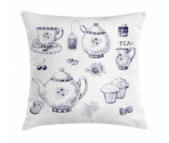 Teapots and Cups Pillow Cover