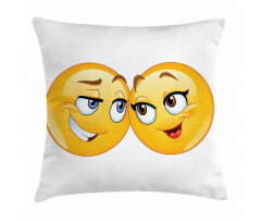 Loving Emoticon Couple Pillow Cover
