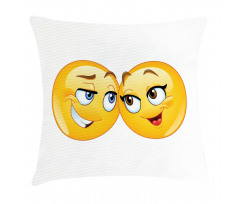 Loving Emoticon Couple Pillow Cover