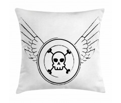 Grungy Stamp with Wings Pillow Cover
