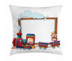 Children on Cartoon Train Pillow Cover