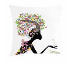 Floral Woman Pillow Cover