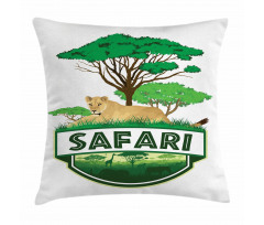 African Green Trees Lion Pillow Cover