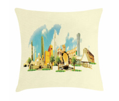 Doha Watercolor Panorama Pillow Cover