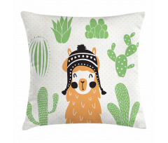 Llama in Hat Smiling Pillow Cover