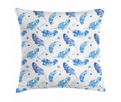 Watercolor Quill Motifs Pillow Cover