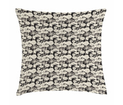 Monochrome Spring Growth Pillow Cover