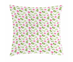 Pink Hibiscus Palm Pillow Cover