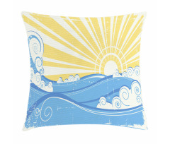 Vintage Waves with Sun Pillow Cover