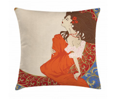 Lady Antique Dress Pillow Cover