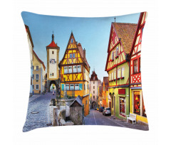 Colorful Street Houses Pillow Cover