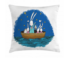 Bunnies Hedgehog in a Boat Pillow Cover