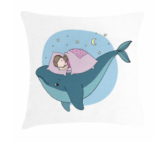 Girl Sleeping on Whale Pillow Cover