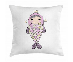 Girl in Fish Costume Pillow Cover