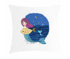 Mermaid Fish Night Sea Pillow Cover