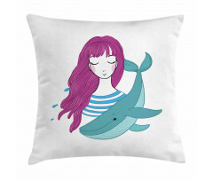 Teen Girl with a Whale Pillow Cover