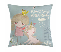 Princess Girl Unicorn Pillow Cover