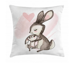 Bunny with His Mom Pillow Cover