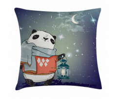 Panda Bear Winter Night Pillow Cover