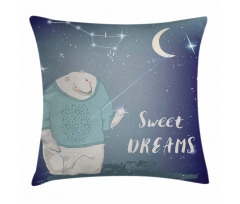 Polar Bear Holding a Star Pillow Cover