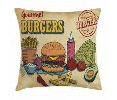 Burger Ingredients Pillow Cover