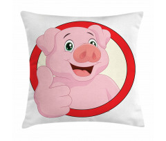 Pig Mascot Thumbs Pillow Cover