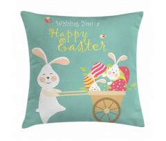 Smiling Bunny Eggs Pillow Cover