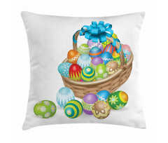 Basket of Colorful Eggs Pillow Cover