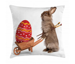 Easter Rabbit Brushes Pillow Cover