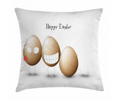 Funny Doodle Style Eggs Pillow Cover