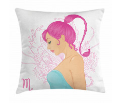 Woman Blue Dress Pillow Cover