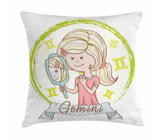 Girl with Mirror Pillow Cover