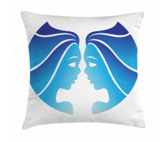 Blue Twins Faces Pillow Cover