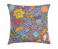 Flowers and Birds Pillow Cover