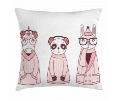 Cartoon Winter Animals Pillow Cover