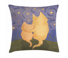 Cat and Dog on Hill Pillow Cover