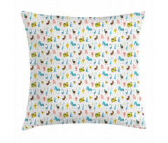 Farm Animals Pattern Pillow Cover