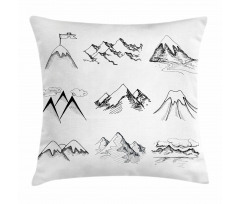 Snowy Peaks Doodle Pillow Cover