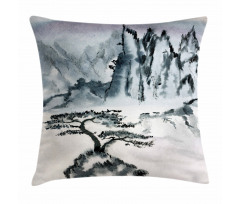 Chinese Mountain Tree Pillow Cover