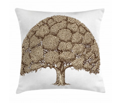 Old Oak Foliage Leaves Pillow Cover