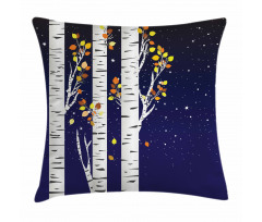 Birch Trees with Foliage Pillow Cover