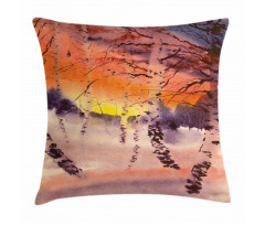 Sundown in Birch Jungle Pillow Cover