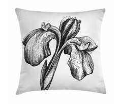 Dotwork Style Lily Bloom Pillow Cover