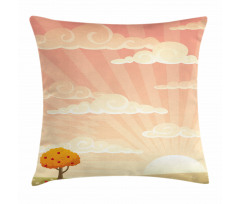 Lonely Tree Rural Field Pillow Cover